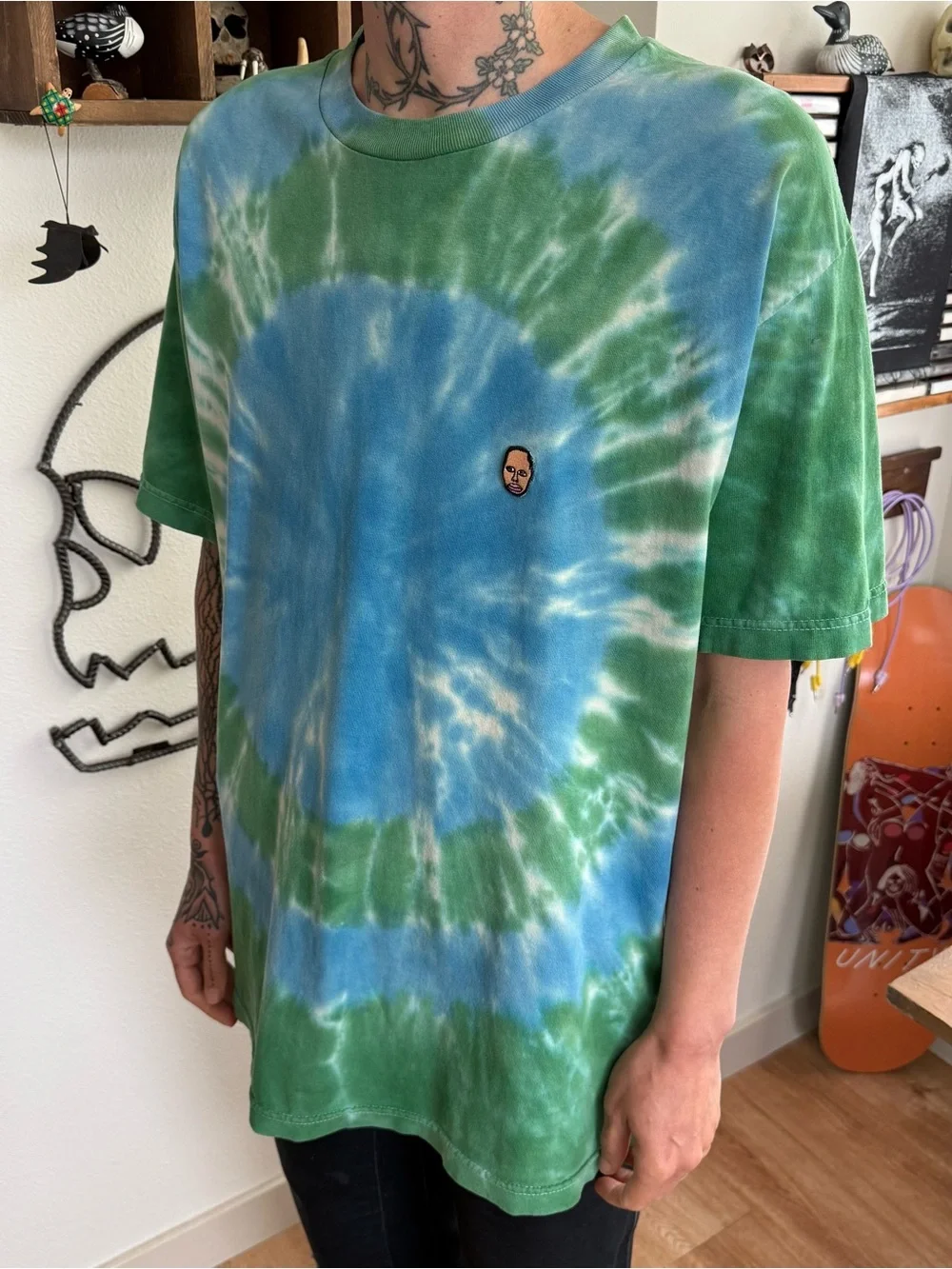 Odd Future Earl Sweatshirt Embroidered Face Tie Dye Tee ~ Size Large